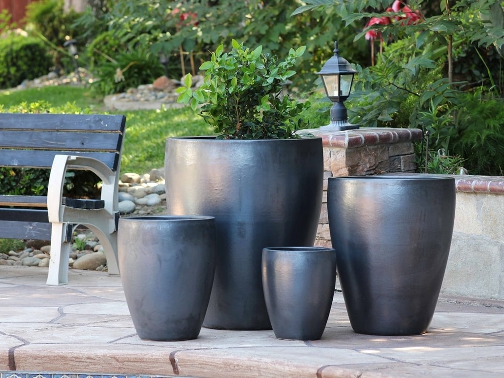 CATALINA POTS, MATTE BLACK, SET OF 4- 26.0"x29.5", 20.0"x24.5", 15.5"x18.5", 12.0"x13.5"