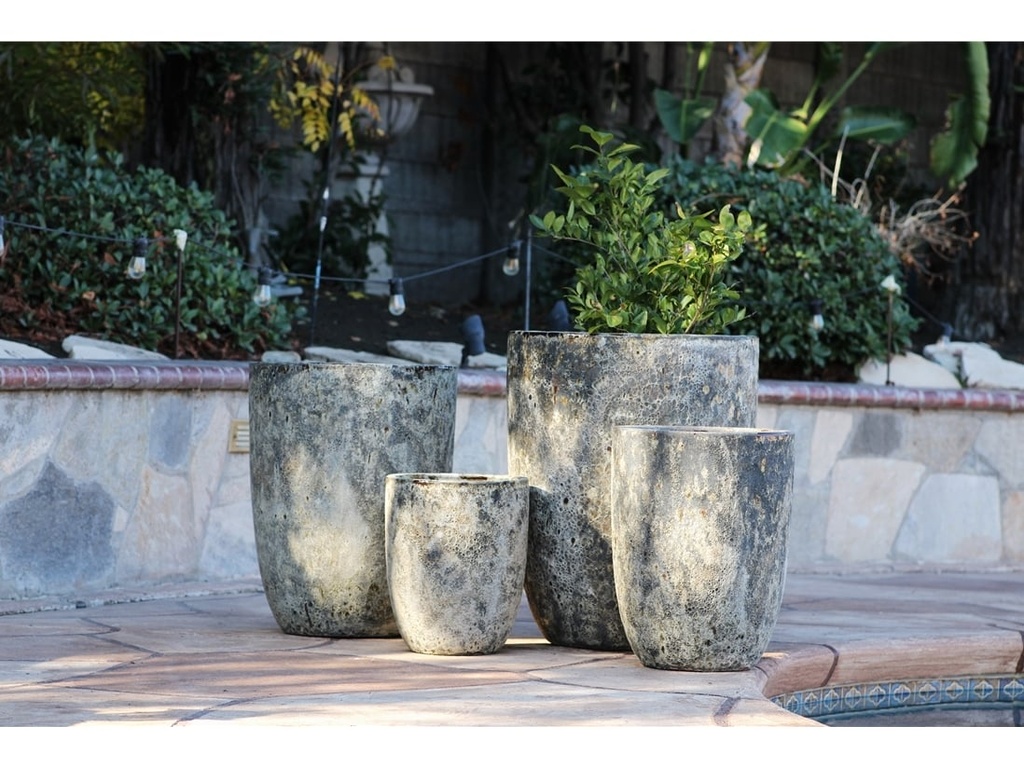 TALL MILANO CONE PLANTERS, CORAL GREY, SET OF 3- 17"X23", 13"X18", 11"X14