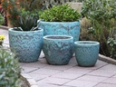 COCO POTS, CORAL GROVE, SET OF 4-23"X20", 19"X17", 15'X13", 12"X11"