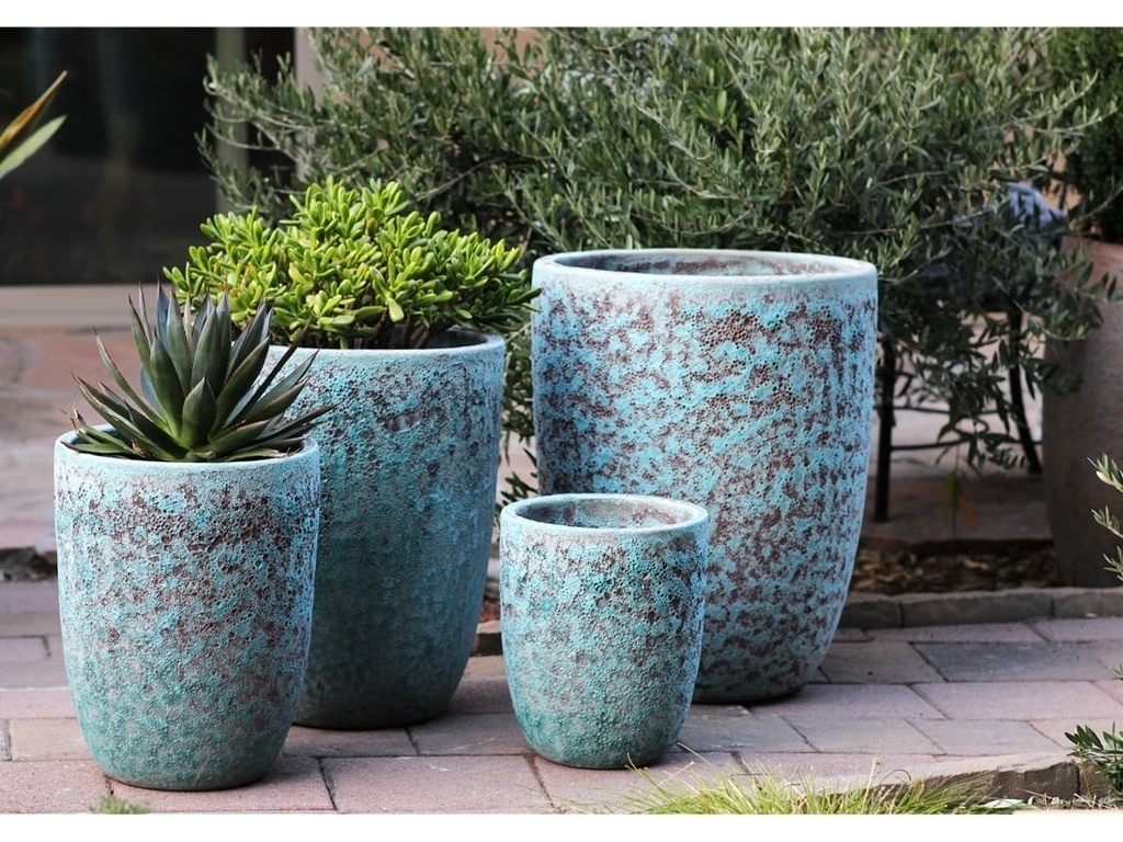 TALL MILANO CONE PLANTERS, CORAL GROVE, SET OF 4- 21.5"X27.0", 17"X23", 13"X18", 11"X14