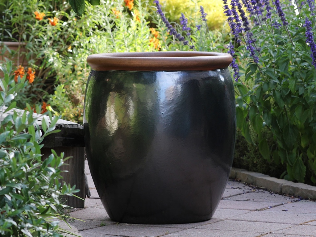 ROLL RIM PLANTER, SILVER BLACK, SET OF 2-  21.5"X25.0" 17.0" X17.5"