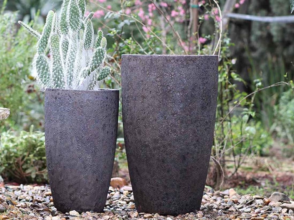 TALL CONE PLANTER, CORAL BRONZE, SET OF 2- 17.5"X27", 13"X22.5"