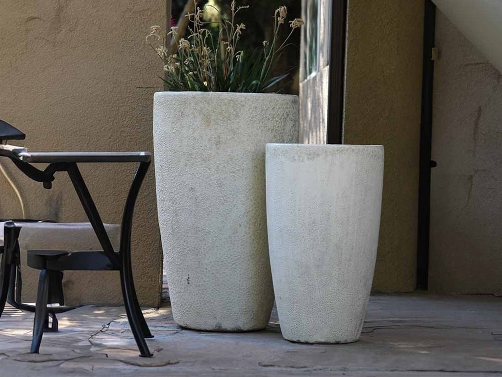 TALL CONE PLANTER, CORAL WHITE, SET OF 2- 17.5"X27", 13"X22.5"