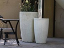 TALL CONE PLANTER, CORAL WHITE, SET OF 2- 17.5"X27", 13"X22.5"