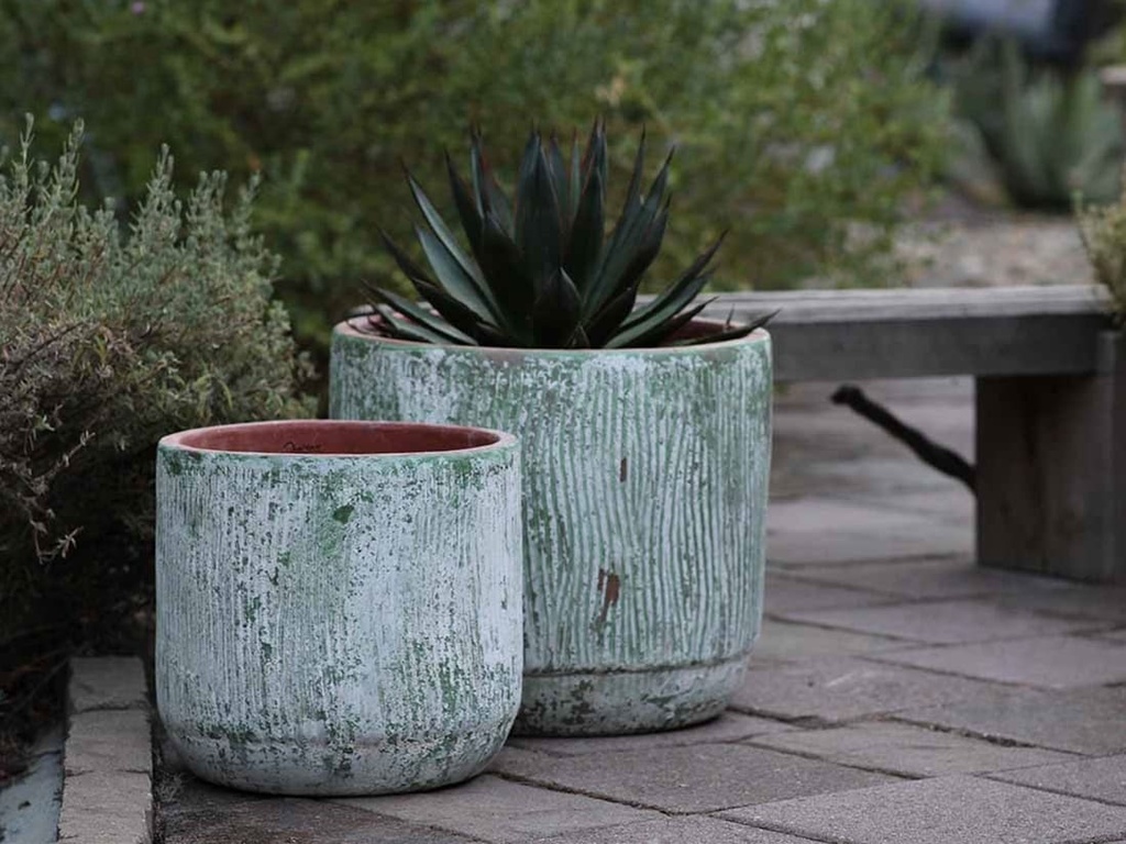 DELPHINIUM PLANTER, AEGEAN GREEN, SET OF 2- 16.5" X 15.0, 12.5" X 12.0"