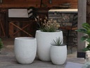 TALL MILANO PLANTER, CORAL WHITE, SET OF 3- 22.0" X 23.5" 17.0" X 18.5" 12.5" X 14.0"