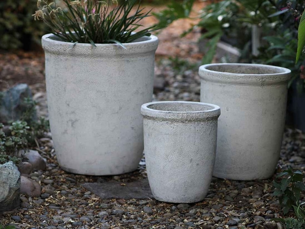 TALL GARDEN POT, CORAL WHITE, SET OF 3-19.5"X21.5", 15.5"X17.0", 11.5"X13.5"