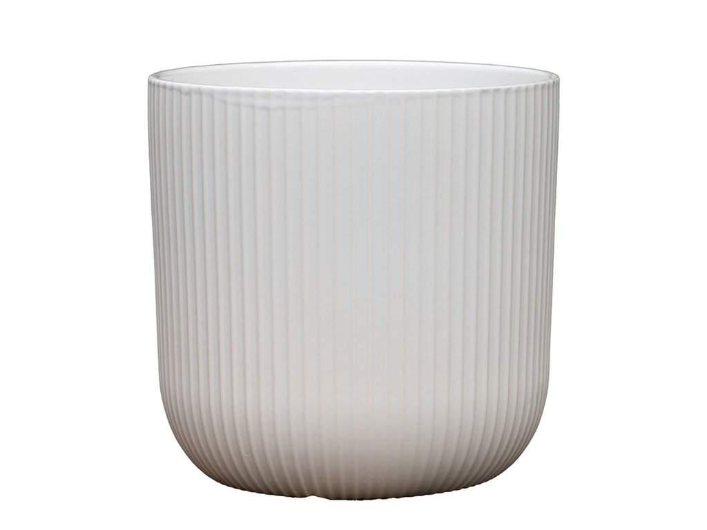 FLUTED CYLINDER PLANTER (NO SAUCER), BRIGHT WHITE, 11"X11.5", SOLD IN CASE OF 2