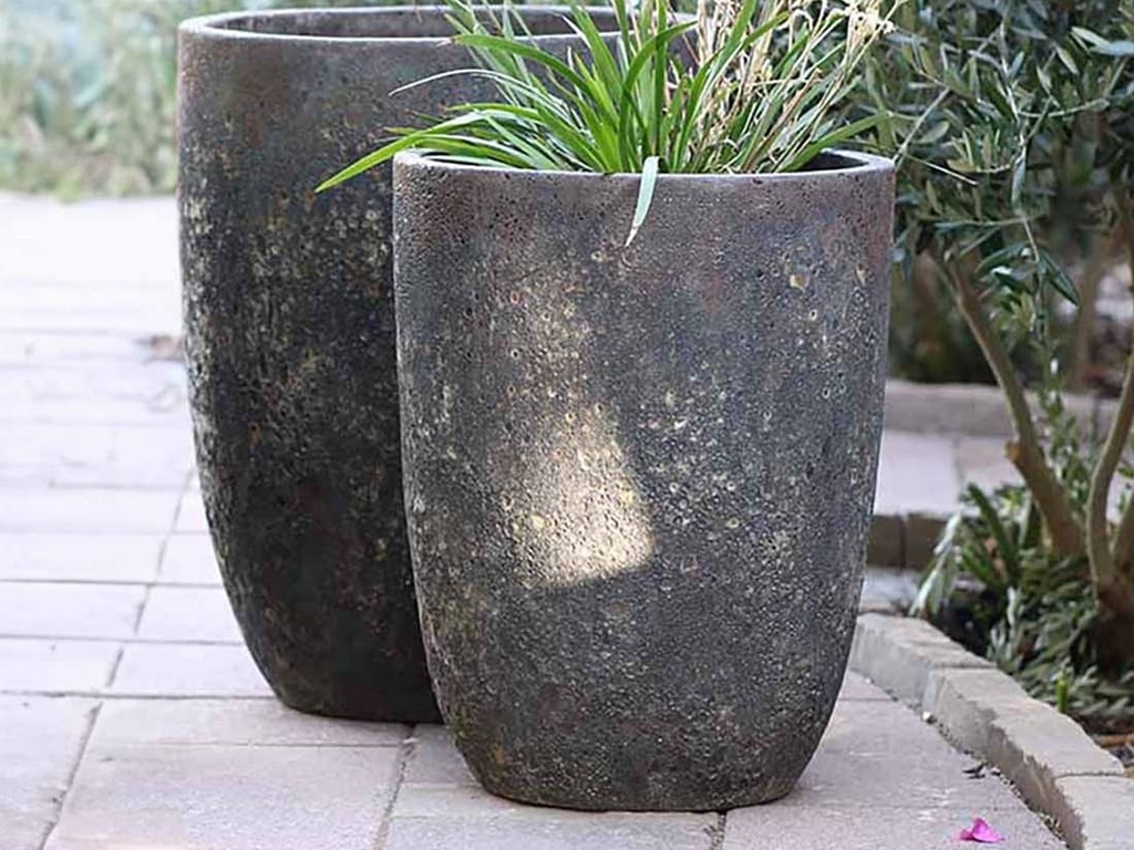 TALL MILANO CONE PLANTERS, CORAL RUST, SET OF 3- 17"X23", 13"X18", 11"X14
