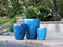 CATALINA POTS, FALLING AQUA, SET OF 4- 26.0"x29.5", 20.0"x24.5", 15.5"x18.5", 12.0"x13.5"