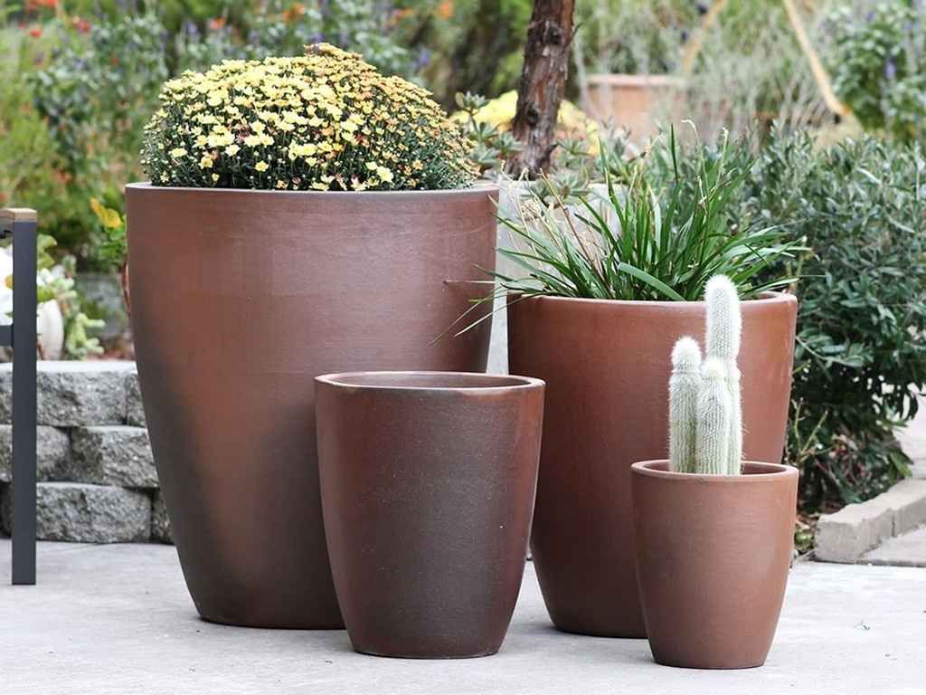 XLG CONE PLANTER, ORGANIC CLAY, SET OF 4 - 24.0" X 27.5", 18.5" X 21.0", 13.5" X 16.5", 10.0" X 12.0"