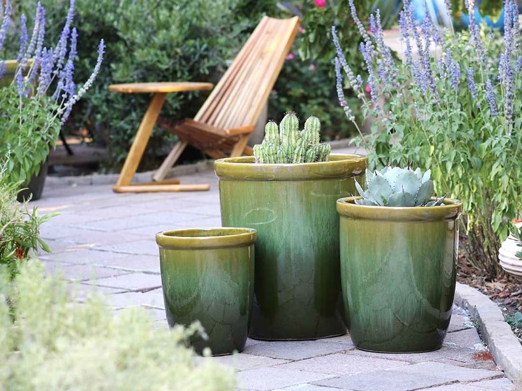 TALL GARDEN POT, MOSS SEA GREEN, 19.5"X21.5", 15.5"X17.0", 11.5"X13.5"