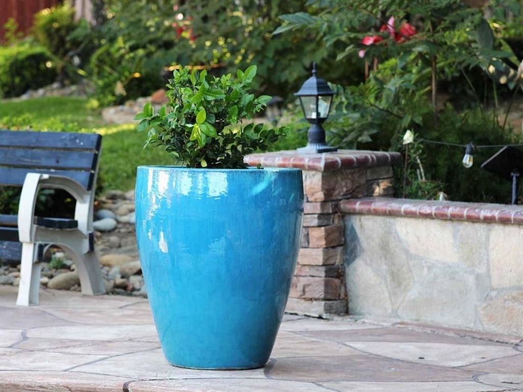 CATALINA POTS, FALLING AQUA,  SET OF 3-  20.0"x24.5", 15.5"x18.5", 12.0"x13.5"