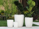 TALL MILANO CONE PLANTERS, WHITE SATIN, SET OF 4-21.5"X27.0", 17"X23", 13"X18", 11"X14