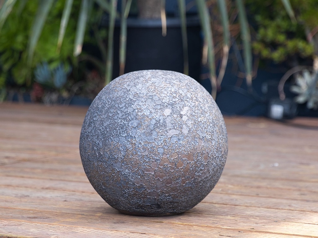 DECORATIVE SPHERE, 12", SILVER ROCK