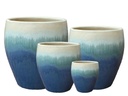 VICTORIA AGAVE PLANTER, PEARL ON SEA FOAM BLUE, SET OF 4- 19.5"X21", 15.5"X16.5", 11"X12.5", 8"X7"