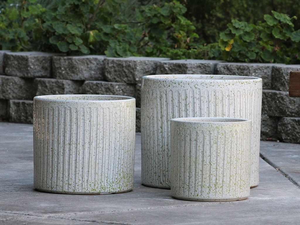 PEONY POT, MINT SPLASH,  SET OF 3, 15"X13.5"  12"X11" 10"X9"