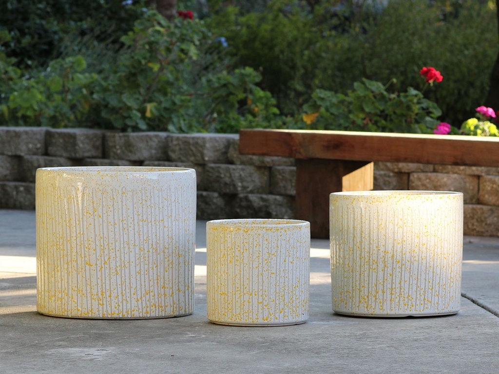 PEONY POT, HONEY SPLASH,  SET OF 3, 15"X13.5"  12"X11" 10"X9"