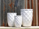 MEDIUM HIGH DIAMOND PLANTER, WHITE WHITE, SET OF 3 - 18.0" X 26.0", 14.0" X 20.5", 11.0" X 16.0"