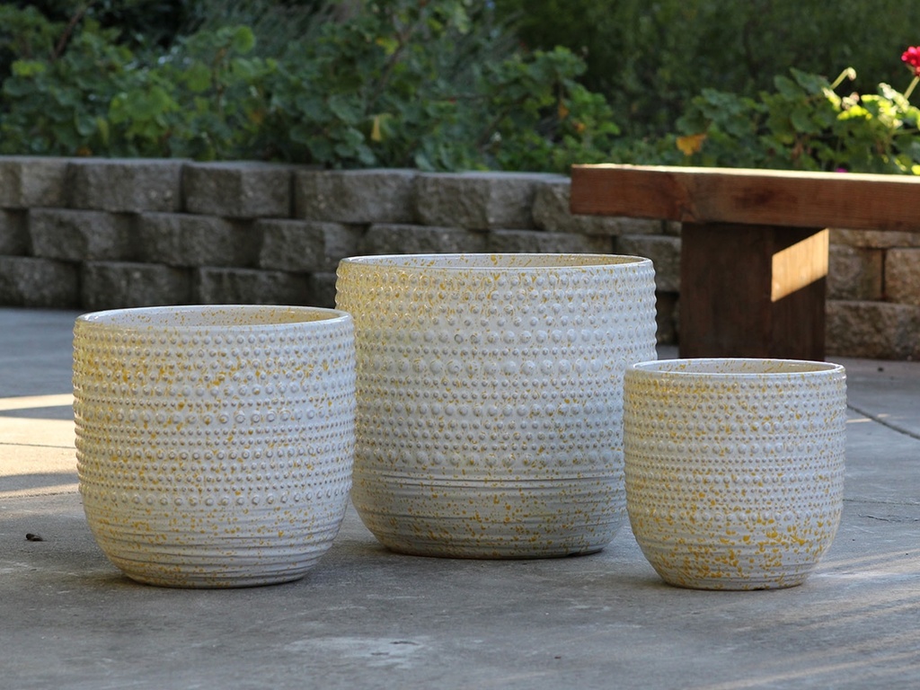 GARDENIA PLANTER, HONEY SPLASH, SET OF 3,  15"X13.5"  12"X11" 10"X9"