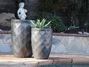 TALL DIAMOND PLANTER, MATTE BLACK, SET OF 2 - 22.0" X 32.5", 18.5" X 25.5"