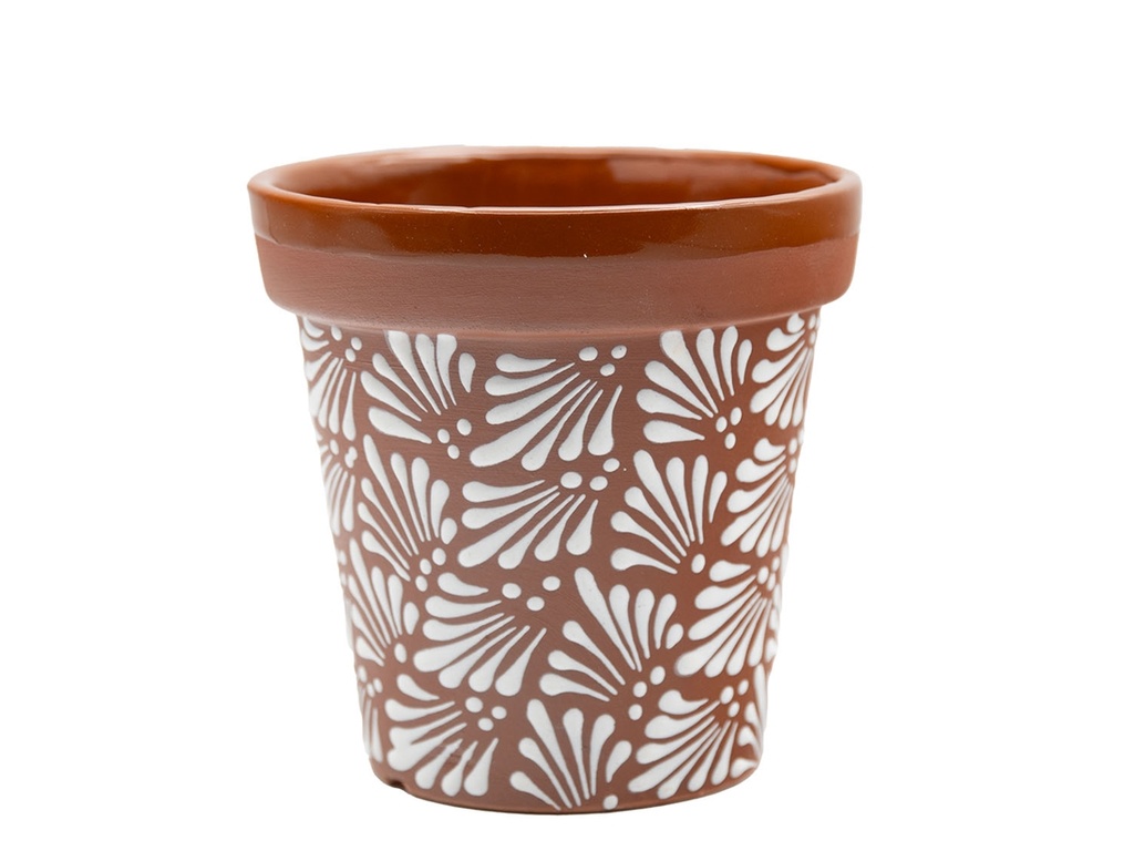 GARDEN VASE POT, MEDIUM, 6" x 6.5", CHRYSANTHEMUM TERRA COTTA, SOLD IN CASE OF 4