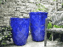 TALL DIAMOND PLANTER, FALLING BLUE, SET OF 2 - 22.0" X 32.5", 18.5" X 25.5"