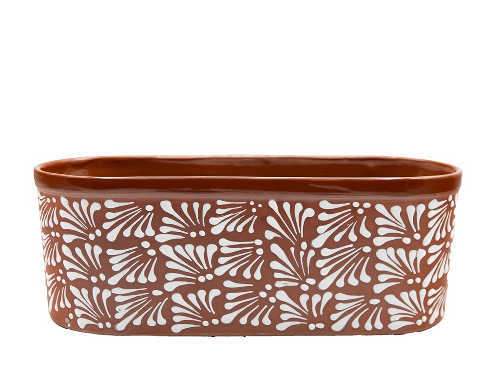 CANOE PLANTER, LARGE, 13.5"X6.5"X5.0", CHRYSANTHEMUM TERRA COTTA, SOLD IN CASE OF 2