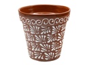 GARDEN VASE POT, LARGE, 7.5" x 8", CHRYSANTHEMUM TERRA COTTA, SOLD IN CASE OF 2