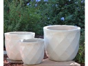 DIAMOND PLANTER, WHITE WHITE, SET OF 3 - 17.5" X 15.0", 14.5" X 13.0", 11.5" X 10.0"