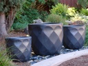 DIAMOND PLANTER, MATTE BLACK, SET OF 3 - 17.5" X 15.0", 14.5" X 13.0", 11.5" X 10.0"