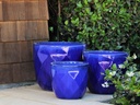 DIAMOND PLANTER, FALLING BLUE, SET OF 3 - 17.5" X 15.0", 14.5" X 13.0", 11.5" X 10.0"