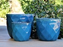 DIAMOND PLANTER, FALLING AQUA, SET OF 3 - 17.5" X 15.0", 14.5" X 13.0", 11.5" X 10.0"
