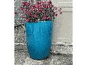 TALL BARREL  PLANTERS, FALLING AQUA, SET OF 2 - 22"X32.5", 18"X26"