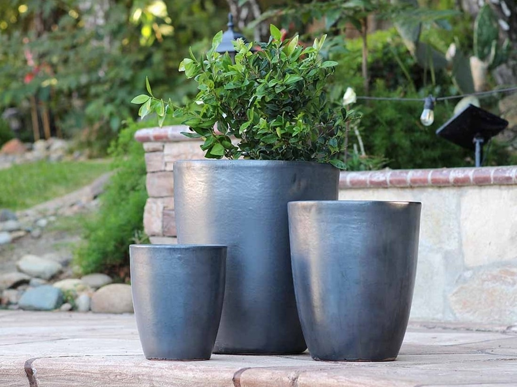 CONE PLANTER, MATTE BLACK, SET OF 3- 18.5"x21.0" , 13.5"x16.5", 10.0"x12.0"