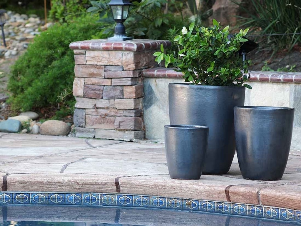 CONE PLANTER, MATTE BLACK, SET OF 3- 18.5"x21.0" , 13.5"x16.5", 10.0"x12.0"