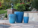 CONE PLANTER, FALLING AQUA, SET OF 3 - 18.5" X 21.0", 13.5" X 16.5", 10.0" X 12.0"
