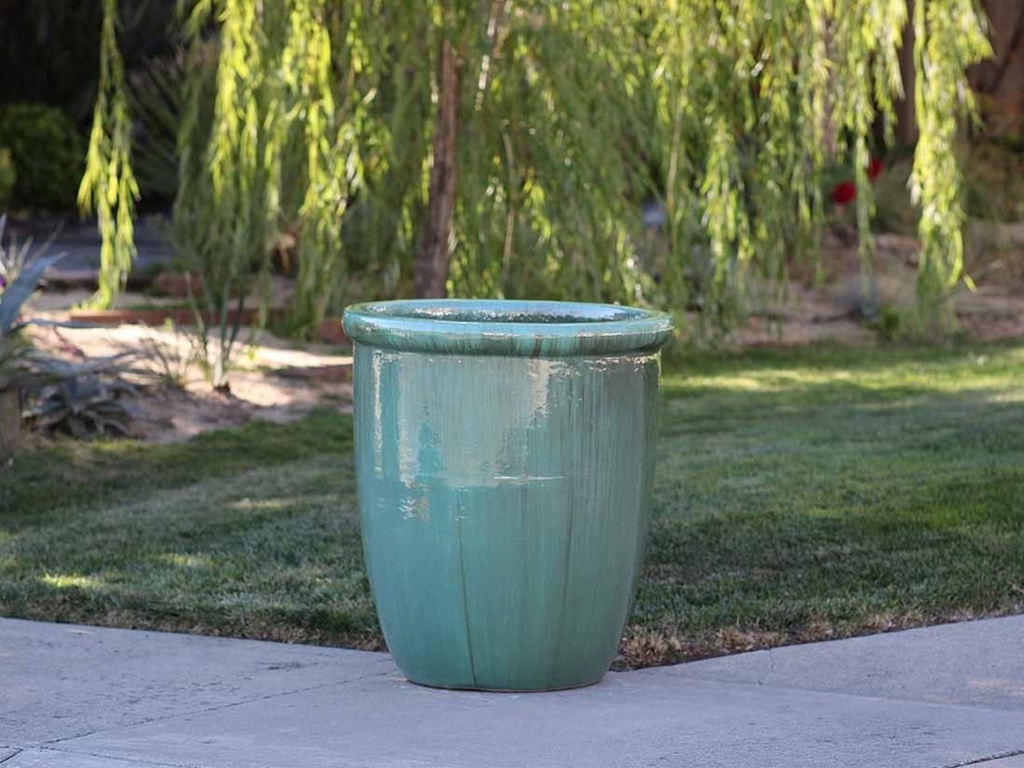 HIGH CANA POTS, GREEN STREAM, SET OF 4 - 24"X27", 20" X22", 16"X19", 12"X11"