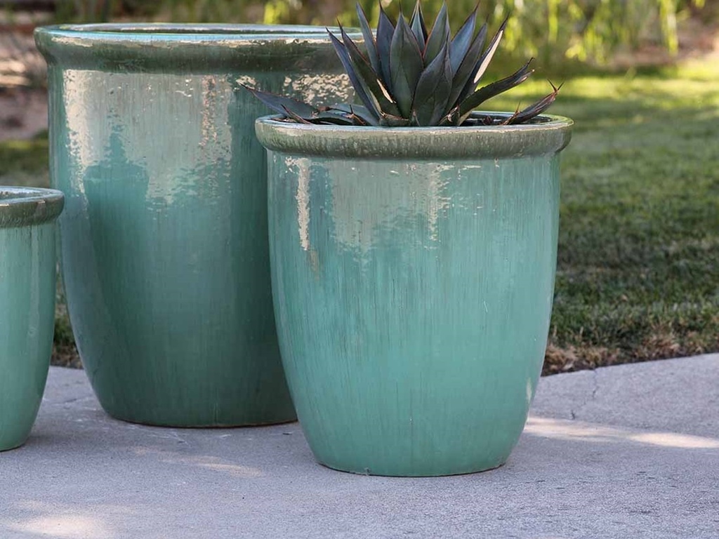 HIGH CANA POTS, GREEN STREAM, SET OF 4 - 24"X27", 20" X22", 16"X19", 12"X11"
