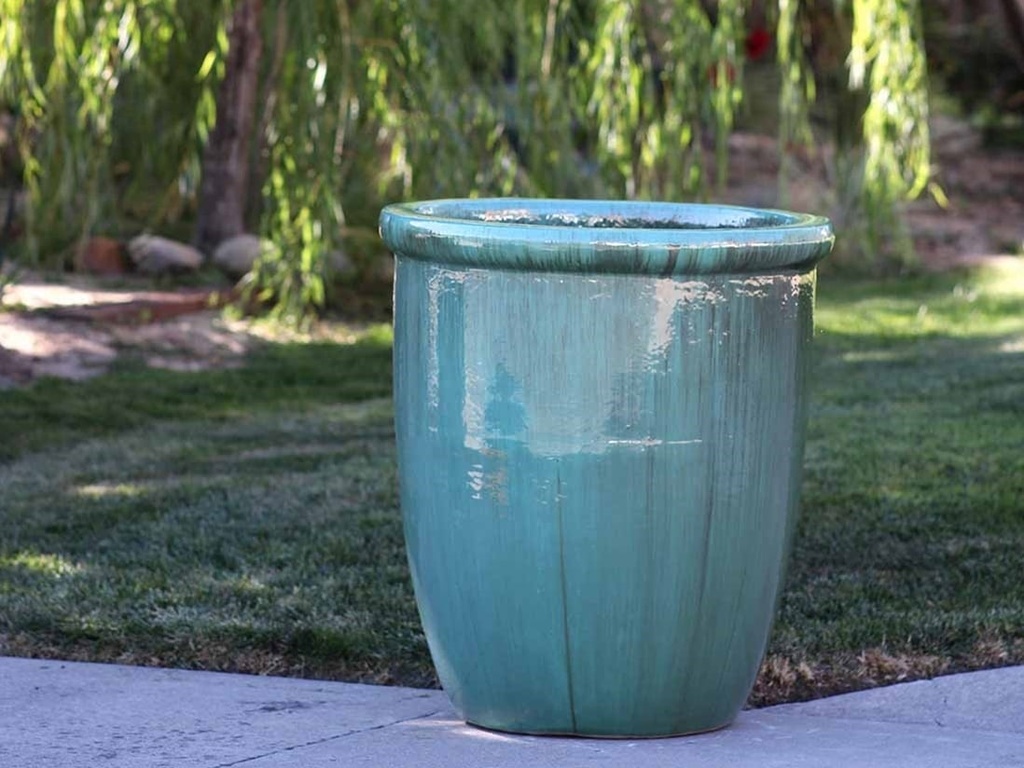 HIGH CANA POTS, GREEN STREAM, SET OF 4 - 24"X27", 20" X22", 16"X19", 12"X11"