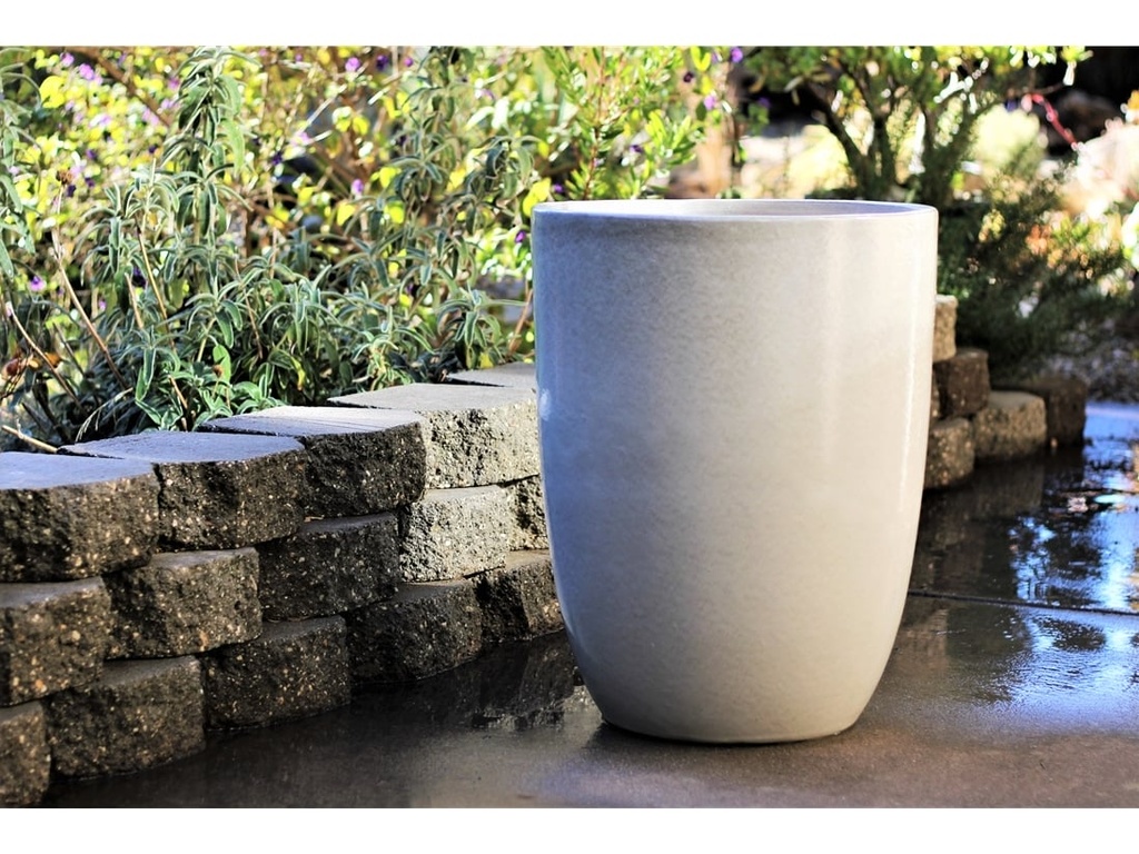 TALL MILANO CONE PLANTERS, WHITE SATIN, SET OF 3-17"X23", 13"X18", 11"X14"