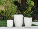 TALL MILANO CONE PLANTERS, WHITE SATIN, SET OF 3-17"X23", 13"X18", 11"X14"
