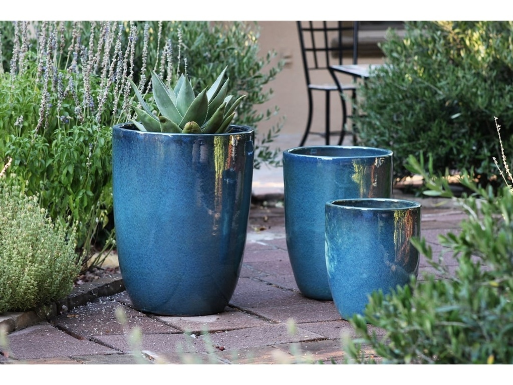 TALL MILANO CONE PLANTERS, GREEN MIRAGE, SET OF 3-17"X23", 13"X18", 11"X14"