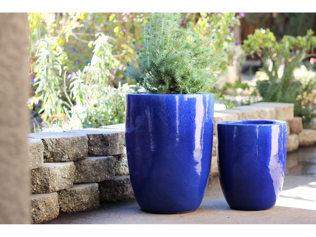 TALL MILANO CONE PLANTERS, FALLING BLUE, SET OF 3- 17"X23", 13"X18", 11"X14