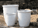 TALL GARDEN POT, WHITE SATIN, SET OF 3- 19.5"X21.5", 15.5"X17.0", 11.5"X13.5"