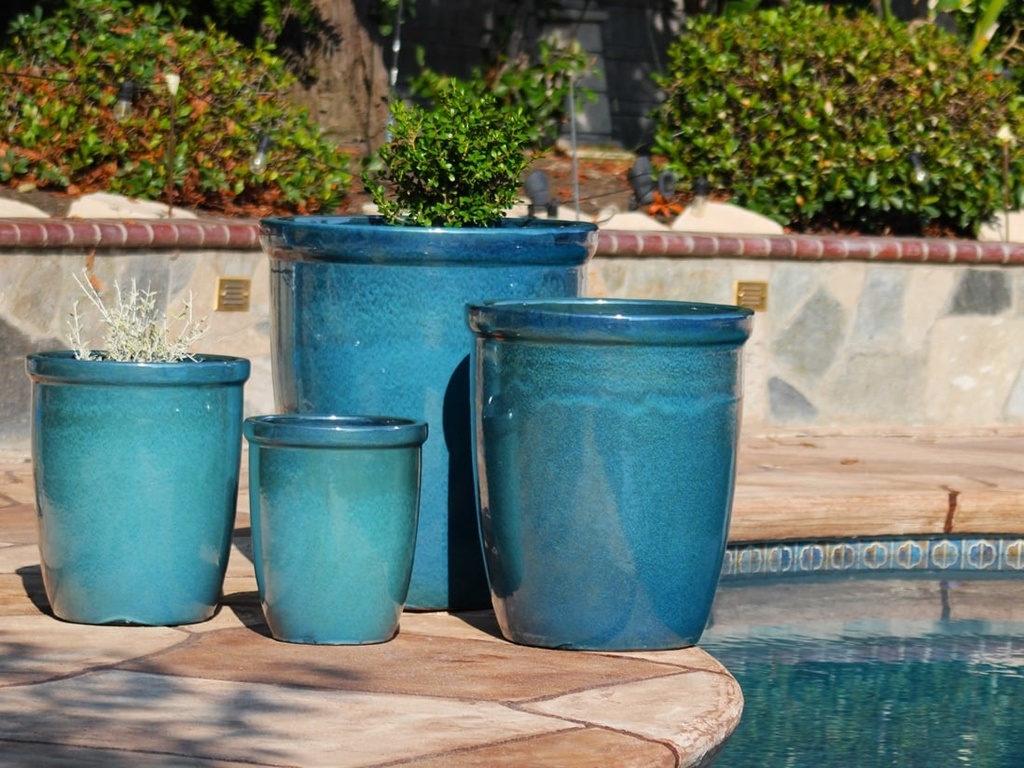 TALL GARDEN POT, GREEN  MIRAGE, SET OF 3- 19.5"X21.5", 15.5"X17.0", 11.5"X13.5"