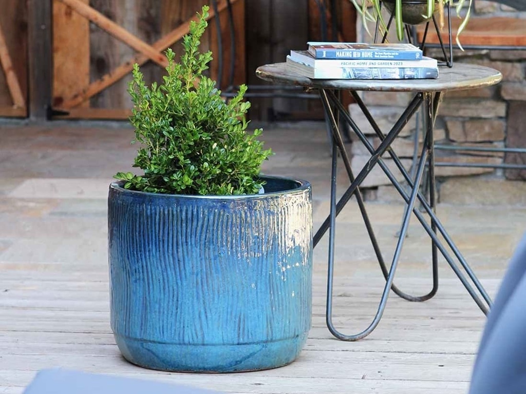 DELPHINIUM PLANTER, GREEN  MIRAGE, SET OF 2- 16.5" X 15.0, 12.5" X 12.0"