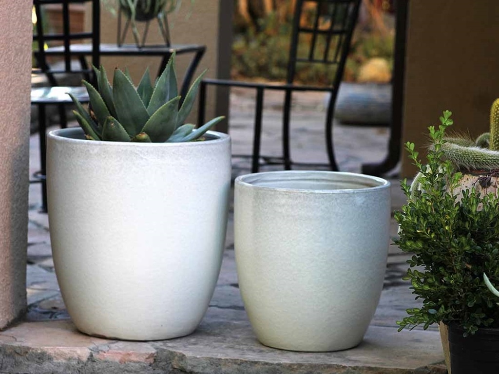 MILANO CONE PLANTER, WHITE SATIN, SET OF 3-18"X19.5", 14.5"X15.5", 12"X12"