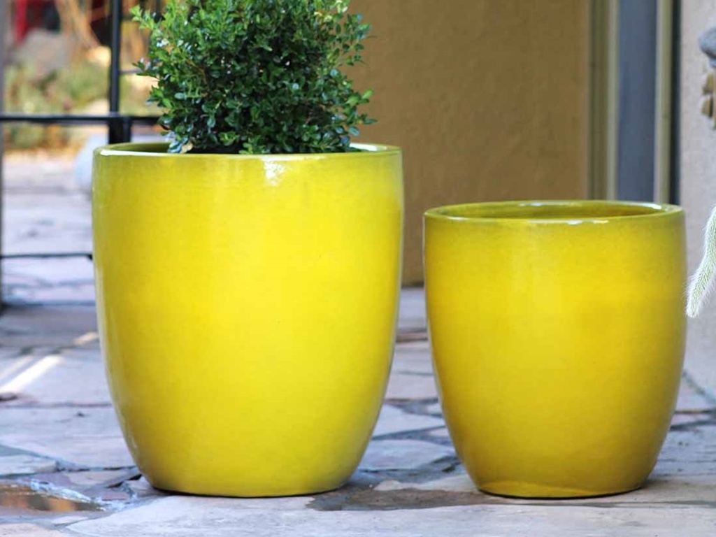 MILANO CONE PLANTER, LEMON, SET OF 3-18"X19.5", 14.5"X15.5", 12"X12"