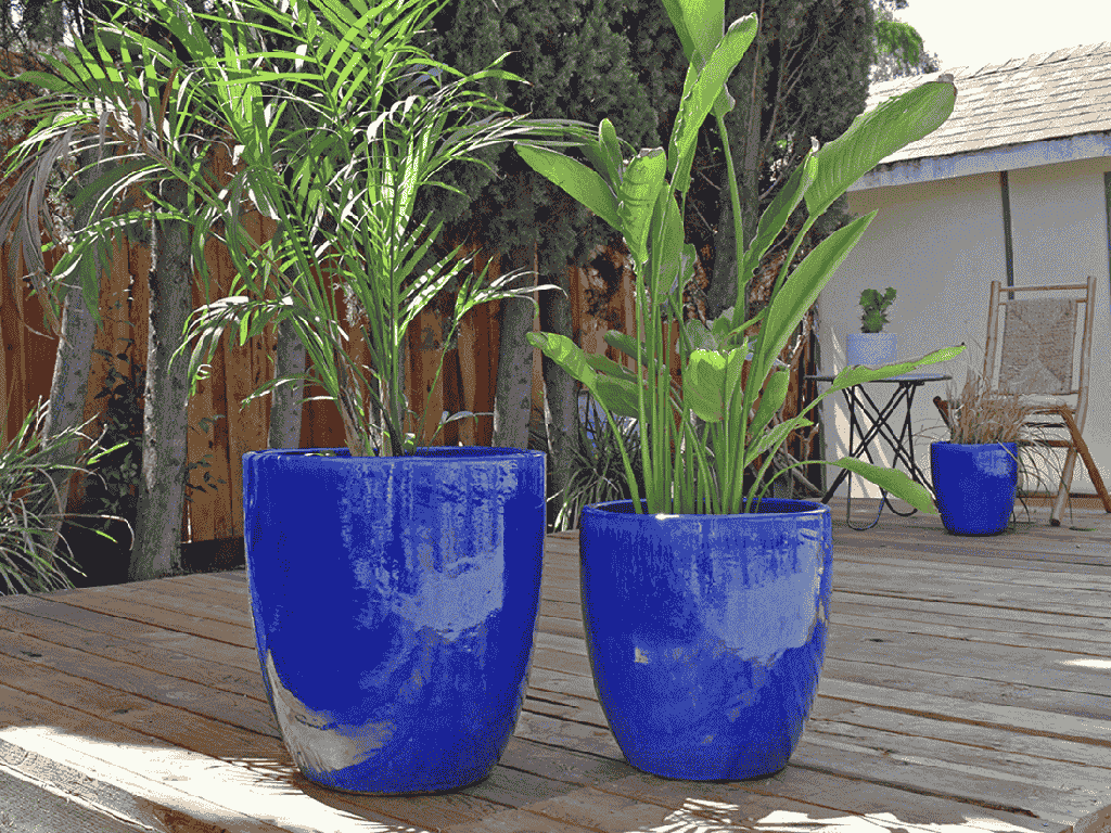 MILANO CONE PLANTER, FALLING BLUE, SET OF 3-18"X19.5", 14.5"X15.5", 12"X13.5"